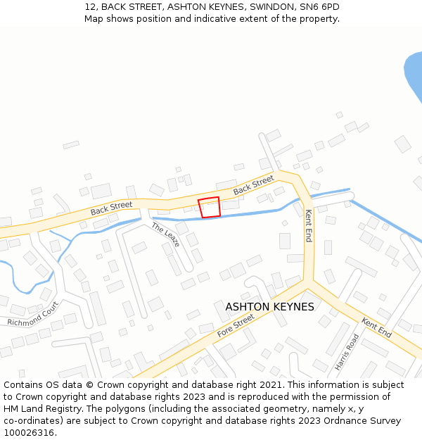 12, BACK STREET, ASHTON KEYNES, SWINDON, SN6 6PD: Location map and indicative extent of plot