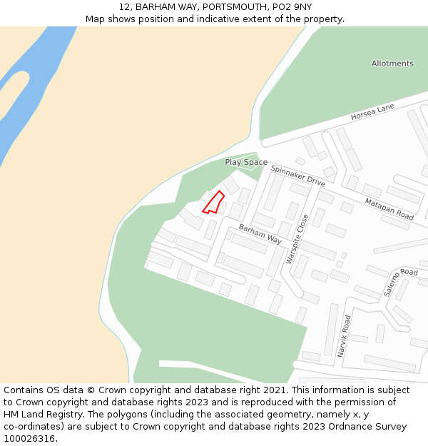 12, BARHAM WAY, PORTSMOUTH, PO2 9NY: Location map and indicative extent of plot