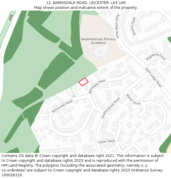 12, BARNSDALE ROAD, LEICESTER, LE4 1AR: Location map and indicative extent of plot