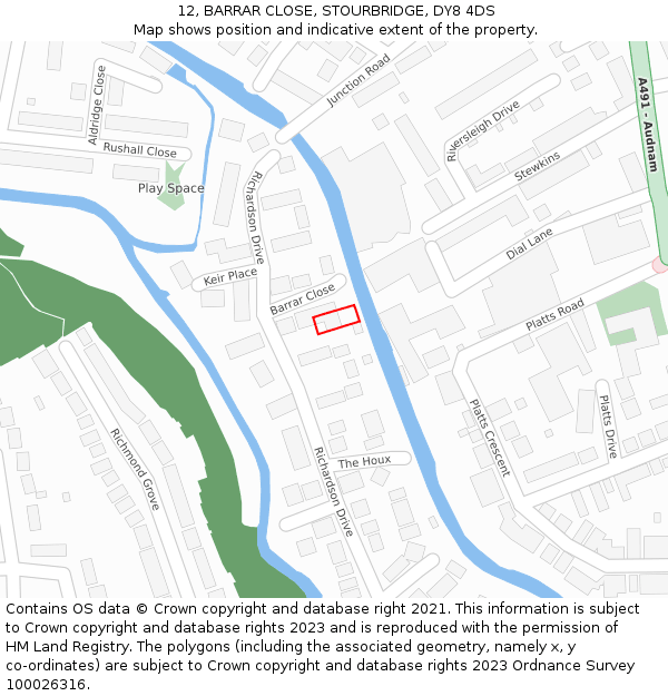 12, BARRAR CLOSE, STOURBRIDGE, DY8 4DS: Location map and indicative extent of plot