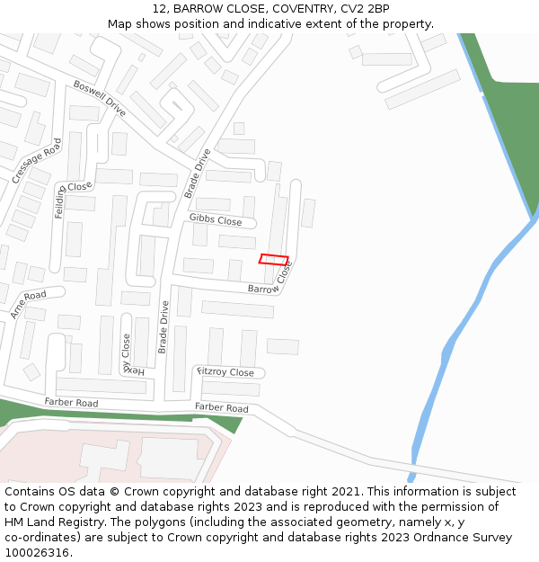 12, BARROW CLOSE, COVENTRY, CV2 2BP: Location map and indicative extent of plot