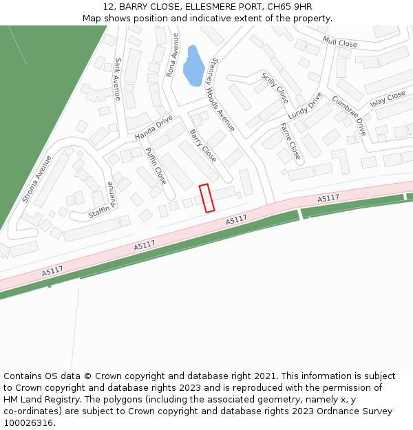 12, BARRY CLOSE, ELLESMERE PORT, CH65 9HR: Location map and indicative extent of plot