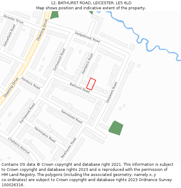 12, BATHURST ROAD, LEICESTER, LE5 6LD: Location map and indicative extent of plot