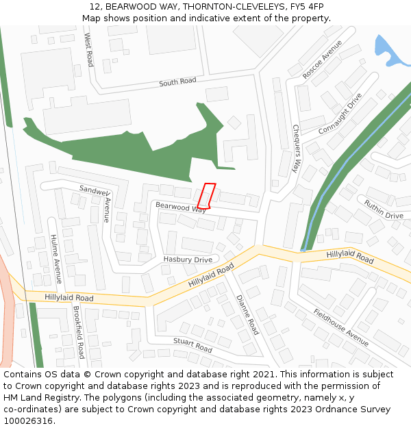 12, BEARWOOD WAY, THORNTON-CLEVELEYS, FY5 4FP: Location map and indicative extent of plot
