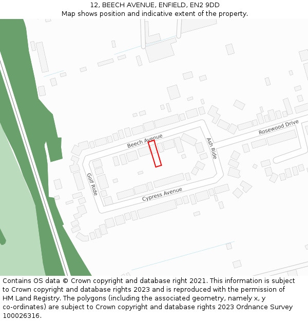 12, BEECH AVENUE, ENFIELD, EN2 9DD: Location map and indicative extent of plot