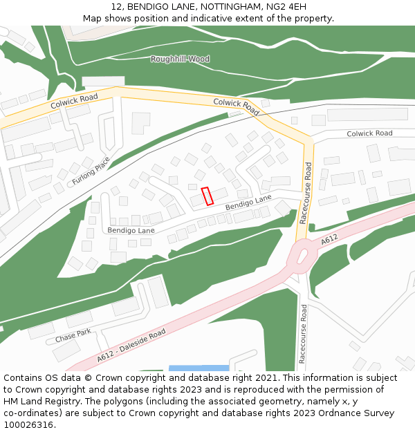 12, BENDIGO LANE, NOTTINGHAM, NG2 4EH: Location map and indicative extent of plot