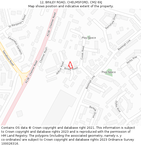 12, BINLEY ROAD, CHELMSFORD, CM2 6XJ: Location map and indicative extent of plot