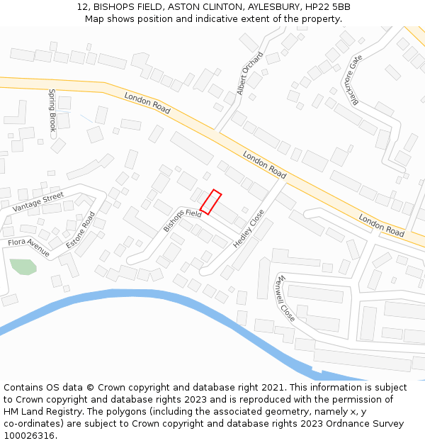 12, BISHOPS FIELD, ASTON CLINTON, AYLESBURY, HP22 5BB: Location map and indicative extent of plot