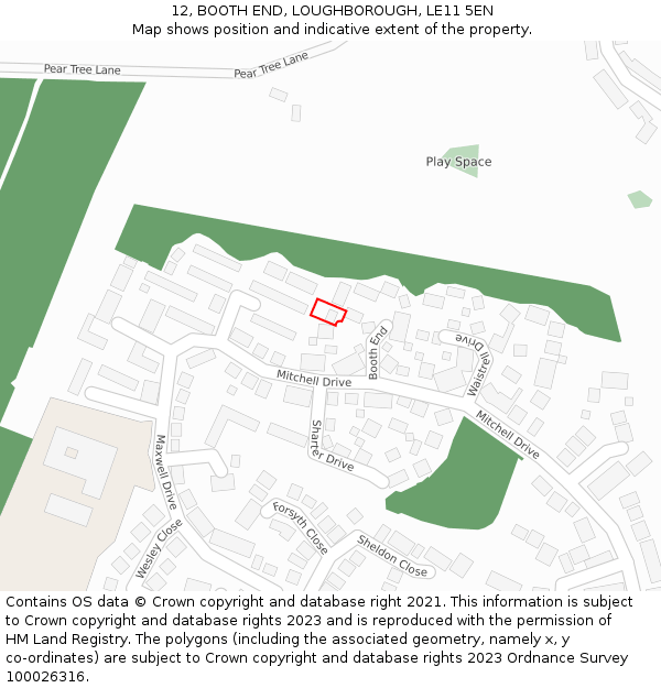 12, BOOTH END, LOUGHBOROUGH, LE11 5EN: Location map and indicative extent of plot