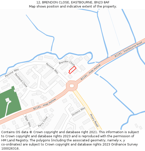 12, BRENDON CLOSE, EASTBOURNE, BN23 8AF: Location map and indicative extent of plot