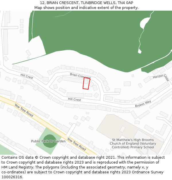 12, BRIAN CRESCENT, TUNBRIDGE WELLS, TN4 0AP: Location map and indicative extent of plot