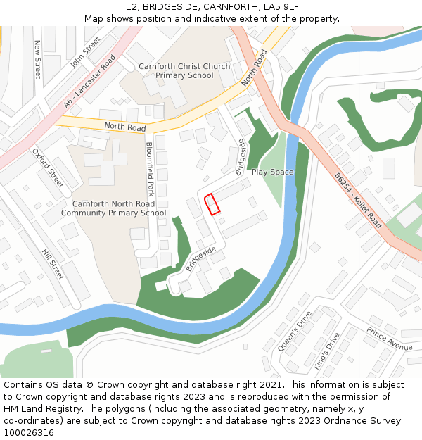 12, BRIDGESIDE, CARNFORTH, LA5 9LF: Location map and indicative extent of plot