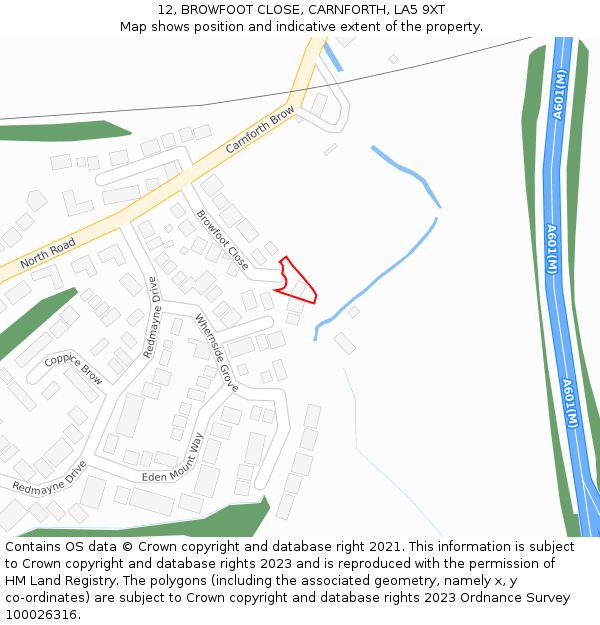 12, BROWFOOT CLOSE, CARNFORTH, LA5 9XT: Location map and indicative extent of plot