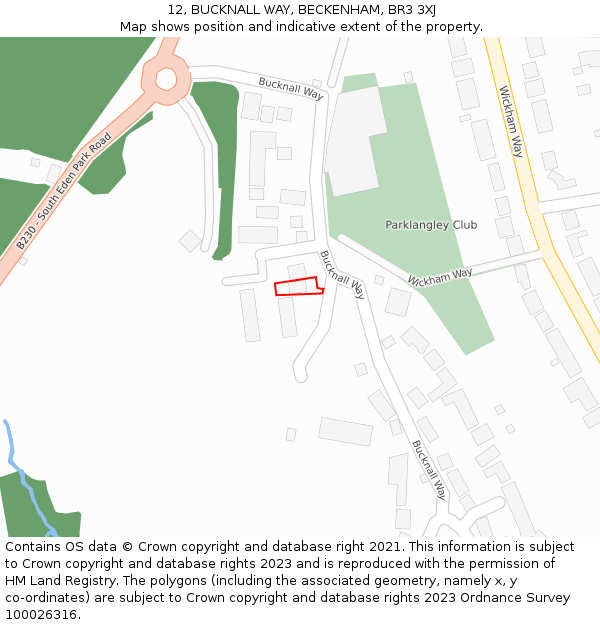 12, BUCKNALL WAY, BECKENHAM, BR3 3XJ: Location map and indicative extent of plot