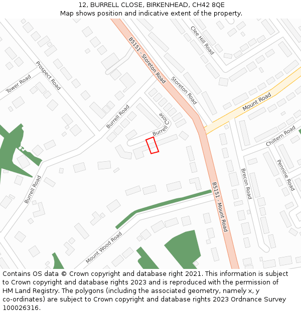 12, BURRELL CLOSE, BIRKENHEAD, CH42 8QE: Location map and indicative extent of plot