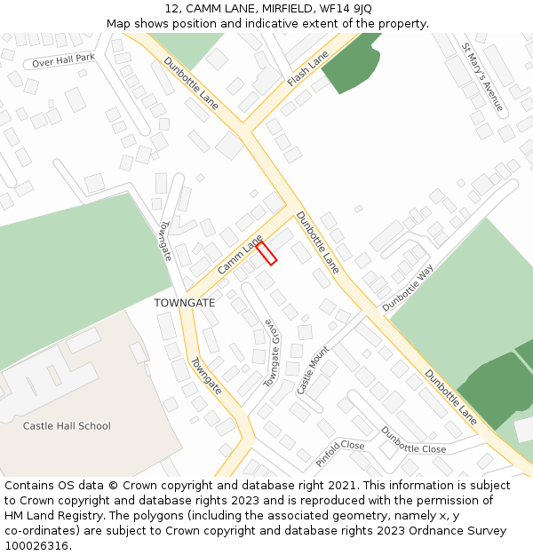 12, CAMM LANE, MIRFIELD, WF14 9JQ: Location map and indicative extent of plot