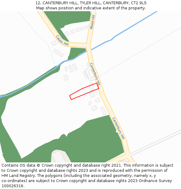 12, CANTERBURY HILL, TYLER HILL, CANTERBURY, CT2 9LS: Location map and indicative extent of plot