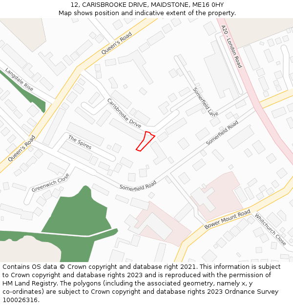 12, CARISBROOKE DRIVE, MAIDSTONE, ME16 0HY: Location map and indicative extent of plot