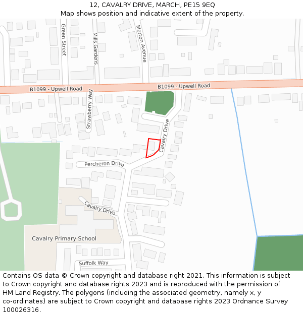 12, CAVALRY DRIVE, MARCH, PE15 9EQ: Location map and indicative extent of plot