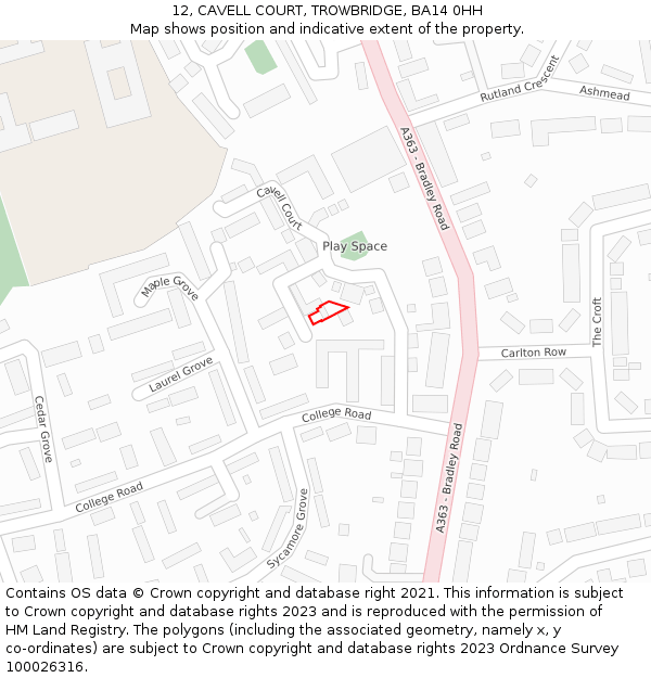 12, CAVELL COURT, TROWBRIDGE, BA14 0HH: Location map and indicative extent of plot