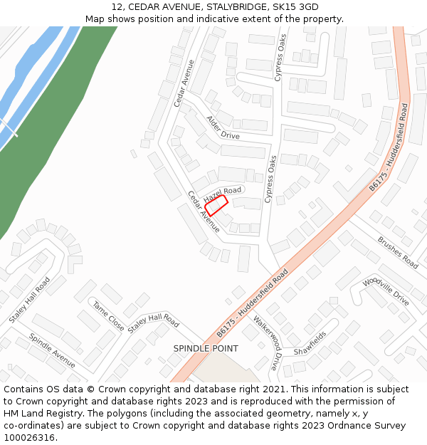 12, CEDAR AVENUE, STALYBRIDGE, SK15 3GD: Location map and indicative extent of plot