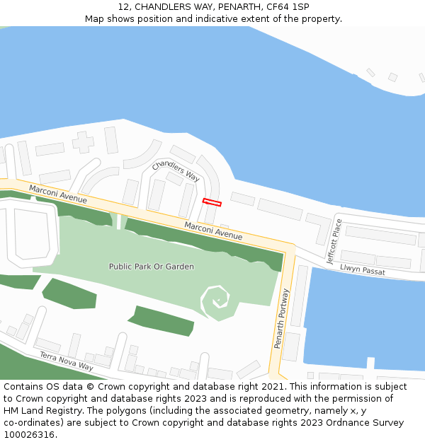 12, CHANDLERS WAY, PENARTH, CF64 1SP: Location map and indicative extent of plot