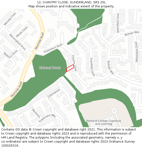 12, CHANTRY CLOSE, SUNDERLAND, SR3 2SL: Location map and indicative extent of plot