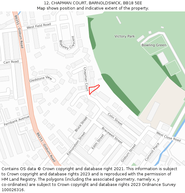 12, CHAPMAN COURT, BARNOLDSWICK, BB18 5EE: Location map and indicative extent of plot