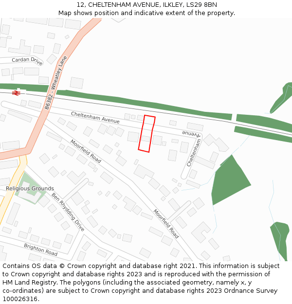 12, CHELTENHAM AVENUE, ILKLEY, LS29 8BN: Location map and indicative extent of plot