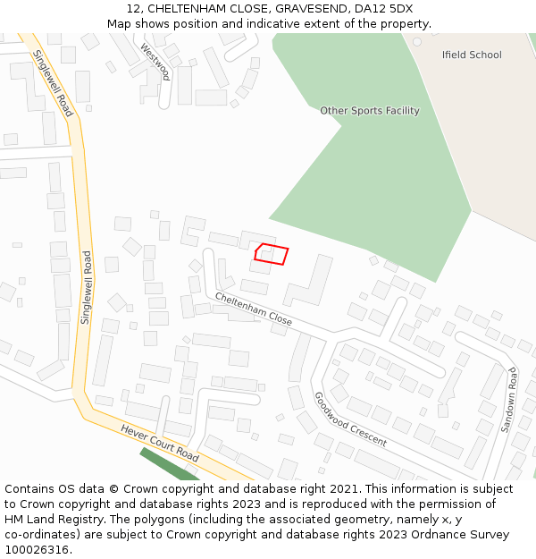 12, CHELTENHAM CLOSE, GRAVESEND, DA12 5DX: Location map and indicative extent of plot