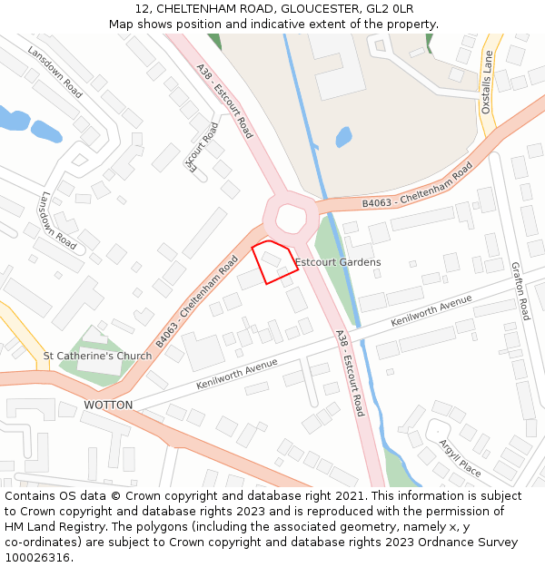 12, CHELTENHAM ROAD, GLOUCESTER, GL2 0LR: Location map and indicative extent of plot