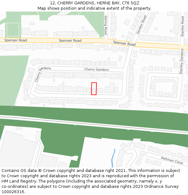 12, CHERRY GARDENS, HERNE BAY, CT6 5QZ: Location map and indicative extent of plot