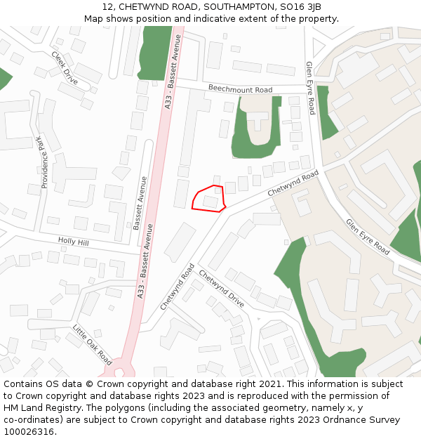 12, CHETWYND ROAD, SOUTHAMPTON, SO16 3JB: Location map and indicative extent of plot