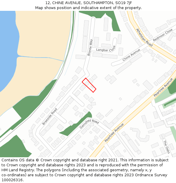 12, CHINE AVENUE, SOUTHAMPTON, SO19 7JF: Location map and indicative extent of plot