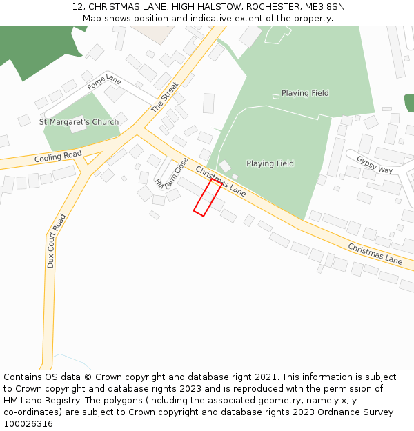 12, CHRISTMAS LANE, HIGH HALSTOW, ROCHESTER, ME3 8SN: Location map and indicative extent of plot