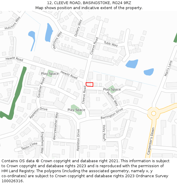 12, CLEEVE ROAD, BASINGSTOKE, RG24 9RZ: Location map and indicative extent of plot