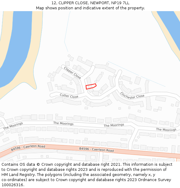 12, CLIPPER CLOSE, NEWPORT, NP19 7LL: Location map and indicative extent of plot