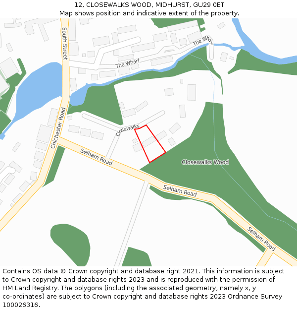 12, CLOSEWALKS WOOD, MIDHURST, GU29 0ET: Location map and indicative extent of plot