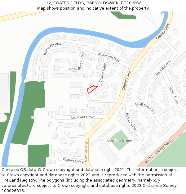 12, COATES FIELDS, BARNOLDSWICK, BB18 6YW: Location map and indicative extent of plot