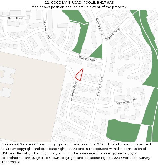 12, COGDEANE ROAD, POOLE, BH17 9AS: Location map and indicative extent of plot