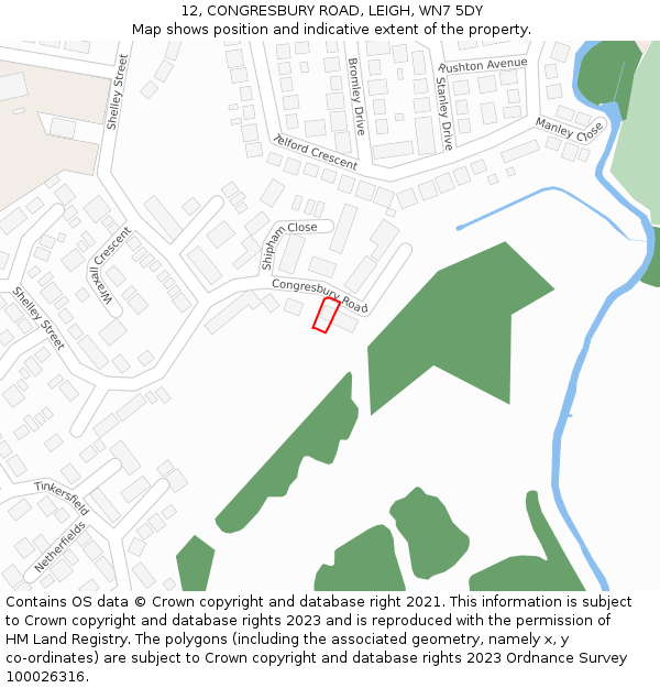 12, CONGRESBURY ROAD, LEIGH, WN7 5DY: Location map and indicative extent of plot