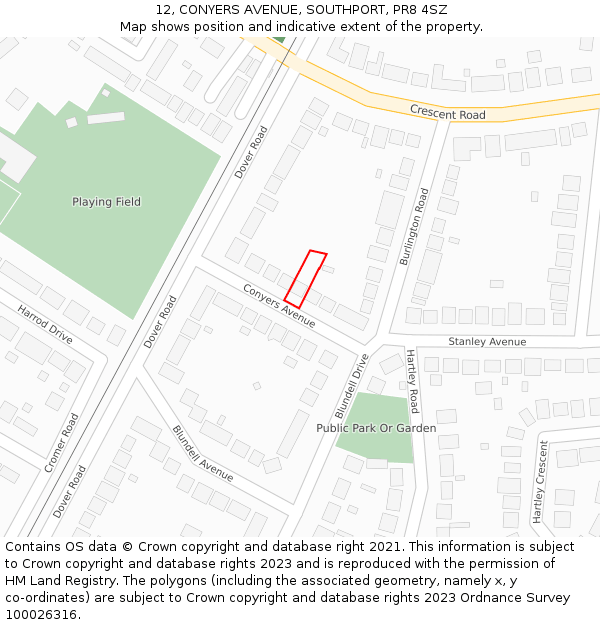 12, CONYERS AVENUE, SOUTHPORT, PR8 4SZ: Location map and indicative extent of plot