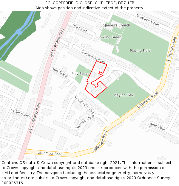 12, COPPERFIELD CLOSE, CLITHEROE, BB7 1ER: Location map and indicative extent of plot