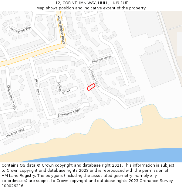 12, CORINTHIAN WAY, HULL, HU9 1UF: Location map and indicative extent of plot