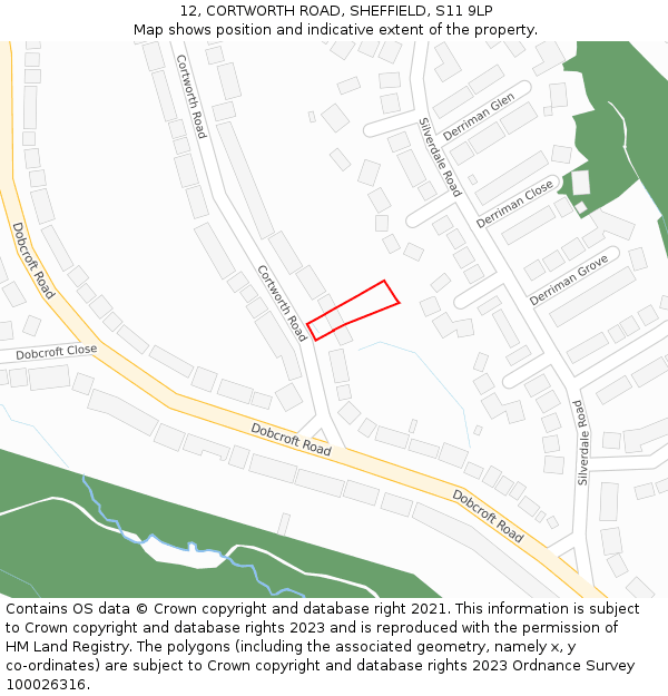 12, CORTWORTH ROAD, SHEFFIELD, S11 9LP: Location map and indicative extent of plot