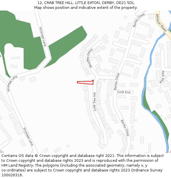 12, CRAB TREE HILL, LITTLE EATON, DERBY, DE21 5DL: Location map and indicative extent of plot