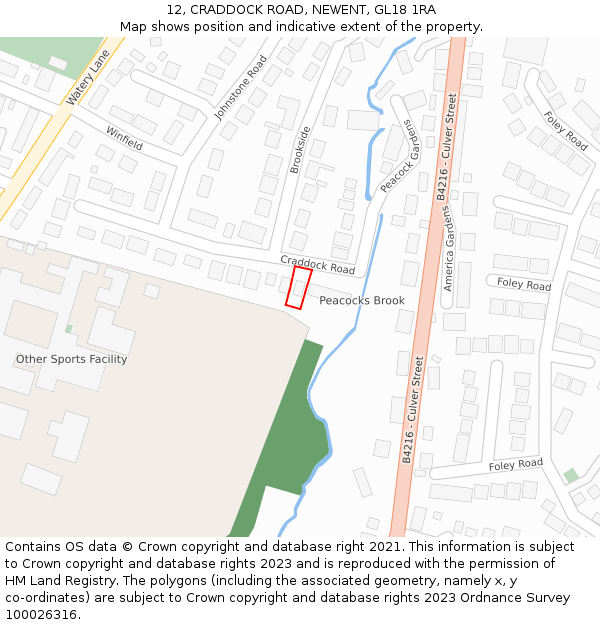 12, CRADDOCK ROAD, NEWENT, GL18 1RA: Location map and indicative extent of plot