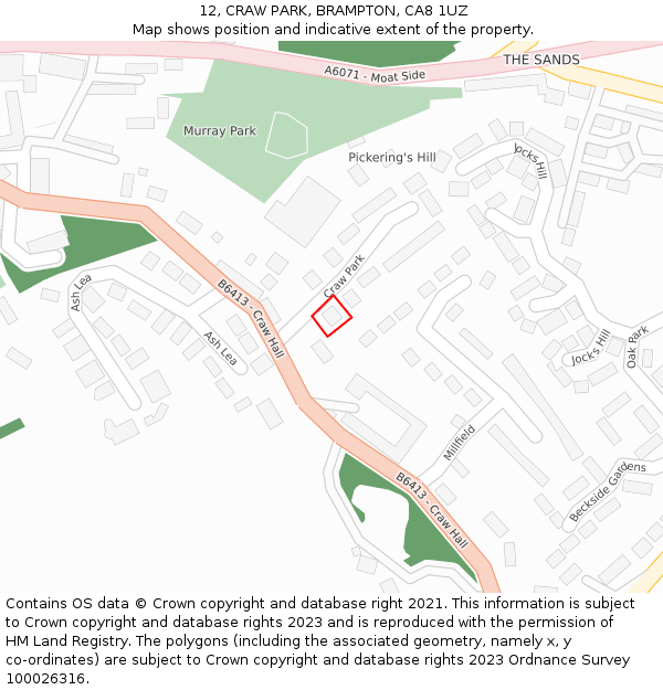 12, CRAW PARK, BRAMPTON, CA8 1UZ: Location map and indicative extent of plot