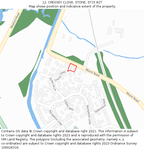 12, CRESSEY CLOSE, STONE, ST15 8ZT: Location map and indicative extent of plot