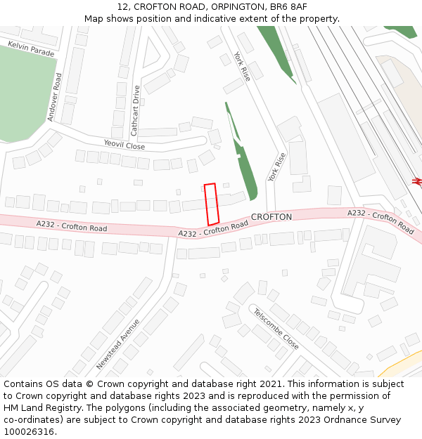 12, CROFTON ROAD, ORPINGTON, BR6 8AF: Location map and indicative extent of plot